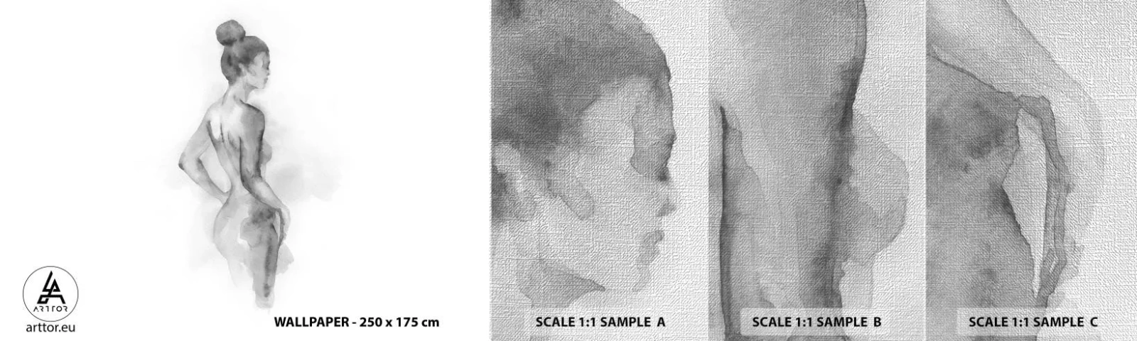 Prøve Fototapet Premium Canvas - Smukt som et maleri - Kvinde, Legeme, Grafik - 100x30 cm