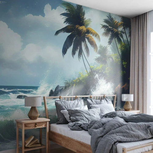 Fototapet Premium Sand - På en tropisk strand - Strand, Tropisk, Håndflade - 300x210 cm