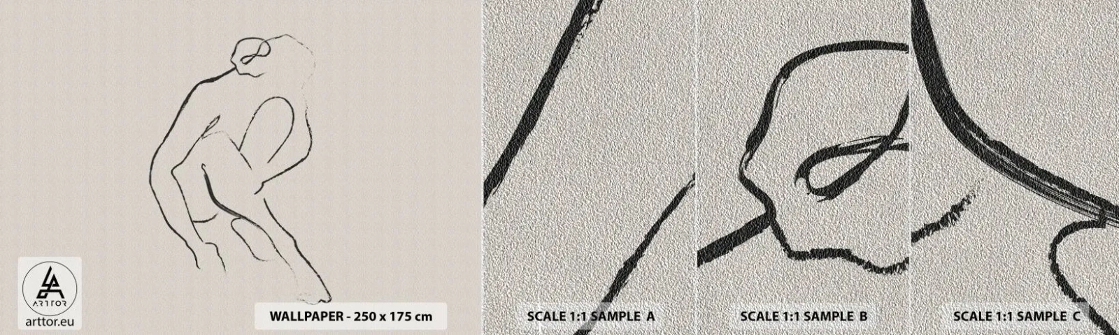 Prøve Fototapet Premium Sand - Intim skitse - Minimalisme, Handling, Kvinde - 100x30 cm