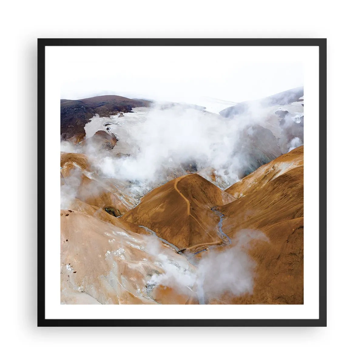 Plakat i sort ramme - Den rå skønhed i Island - 60x60 cm