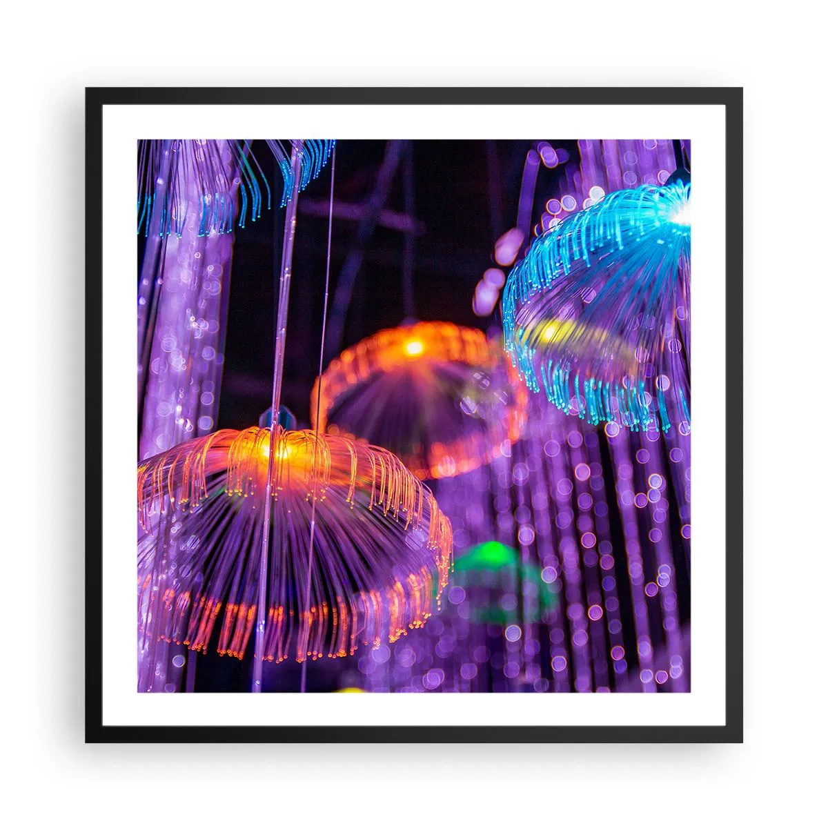 Plakat i sort ramme - Lysende springvand - 60x60 cm