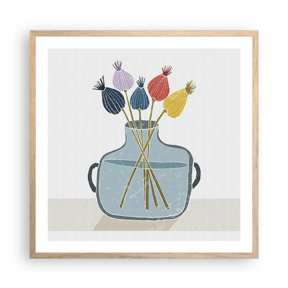 Plakat i ramme af lyst egetræ - Som et valmuefrø - 60x60 cm
