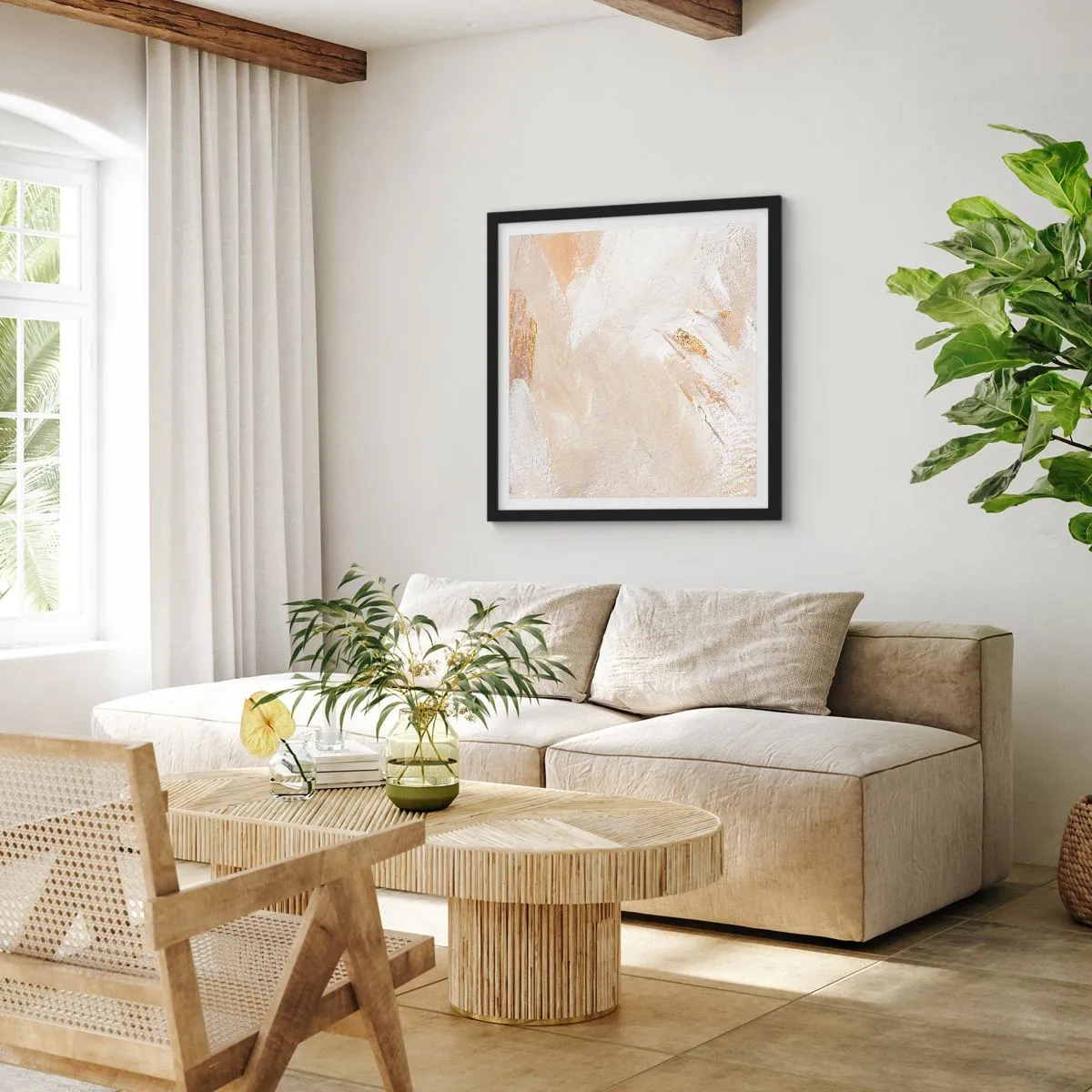 Plakat i sort ramme - Pastelkomposition - 40x40 cm