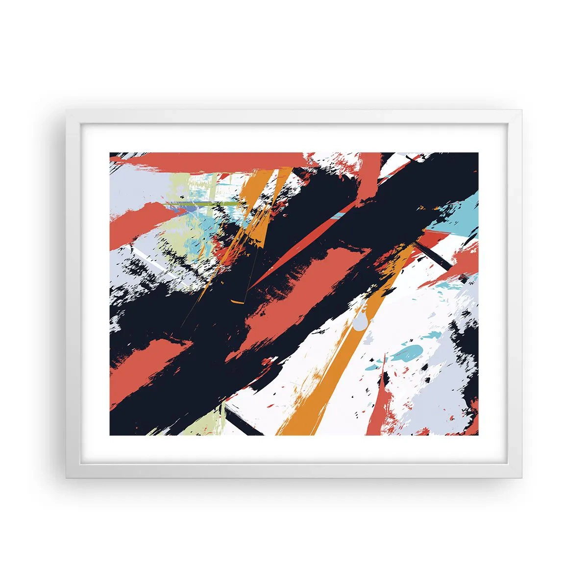 Plakat i hvid ramme - Dynamisk sammensætning - 50x40 cm