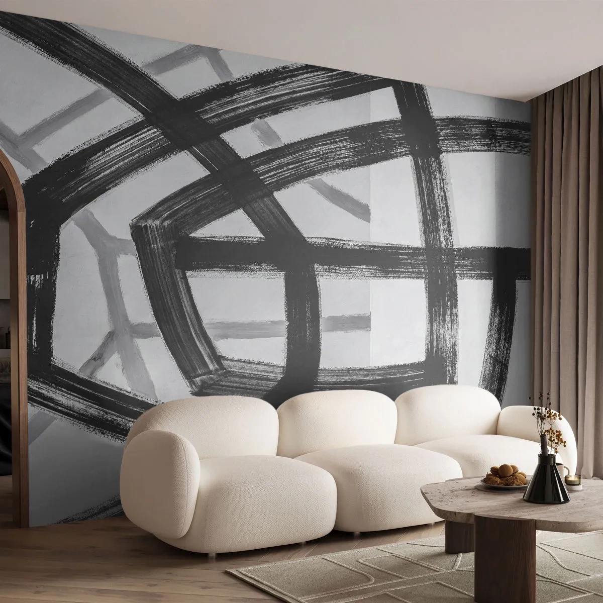 Fototapet Premium Sand - Opbygning af dybde - Tankestreger, Stykke, Moderne - 500x350 cm