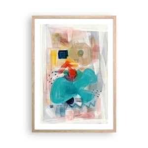 Plakat i ramme af lyst egetræ - Et farverigt spil - 50x70 cm