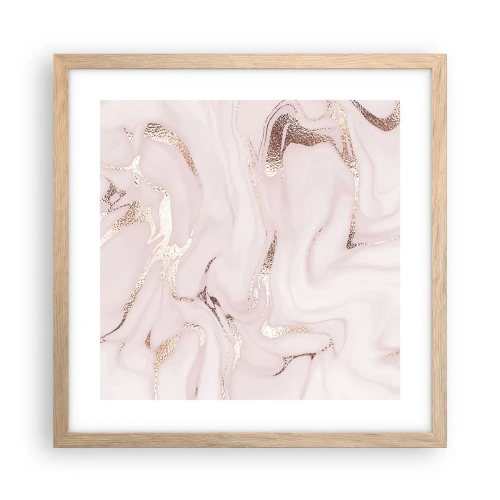 Plakat i ramme af lyst egetræ - I et lyserødt tørklæde - 40x40 cm