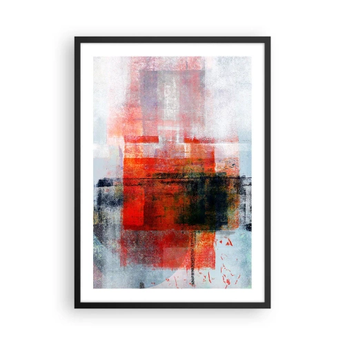 Plakat i sort ramme - Geometrisk abstraktion i intense røde nuancer - 50x70cm - Glødende komposition - Moderne vægdekoration til stue og soveværelse ARTTOR
