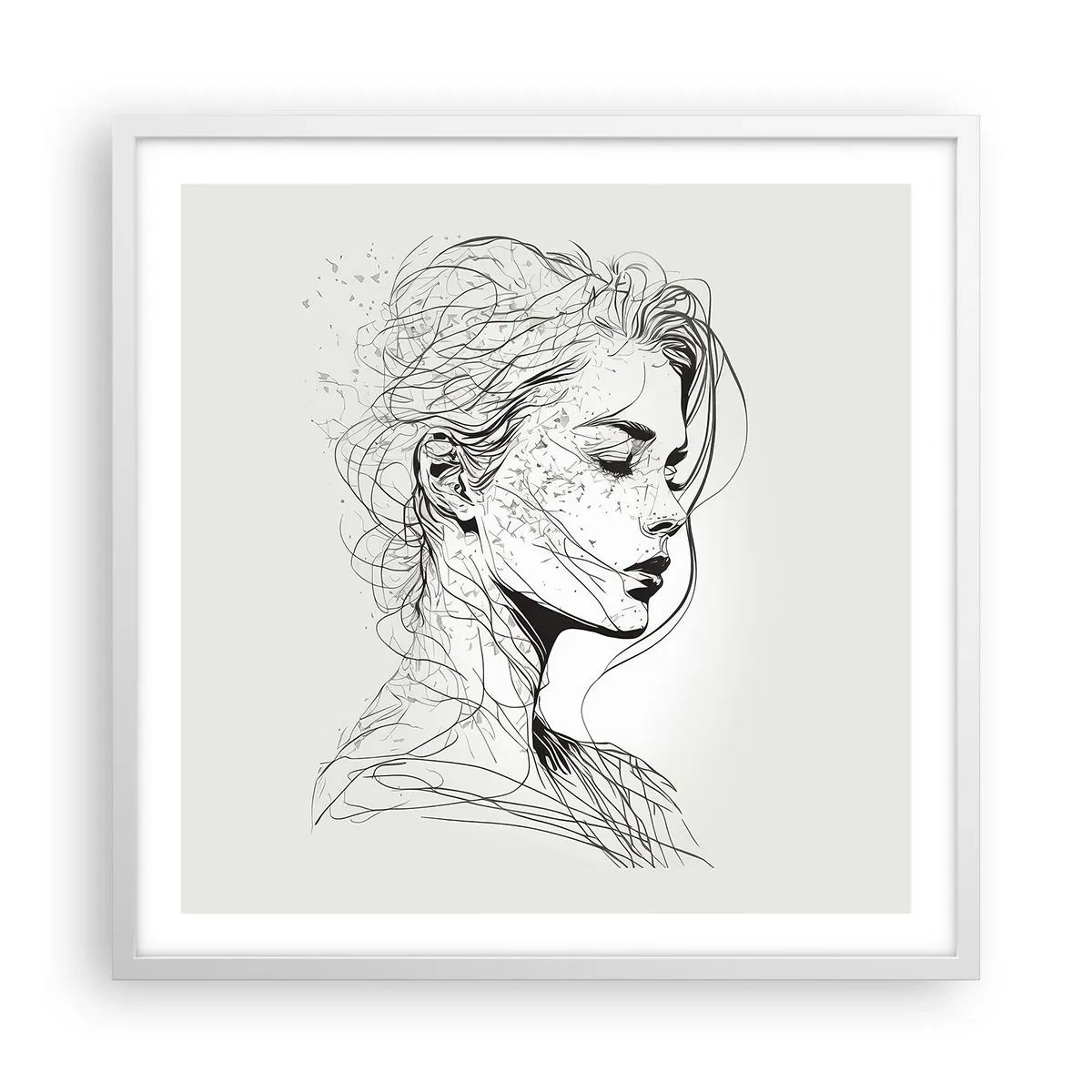 Plakat i hvid ramme - Portræt i drømmeri - 60x60 cm