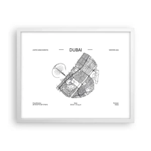 Plakat i hvid ramme - Dubais anatomi - 50x40 cm