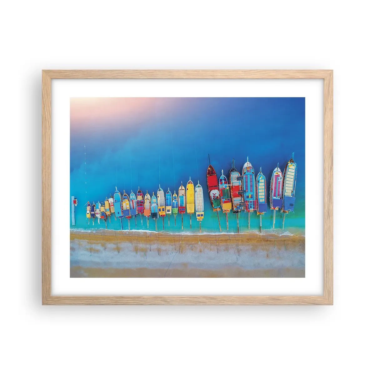 Plakat i ramme af lyst egetræ - Fra et fugleperspektiv - 50x40 cm