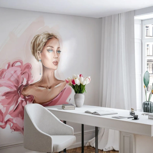 Fototapet Premium Sand - Som malet... - Kvinde, Mode, Grafik - 100x70 cm