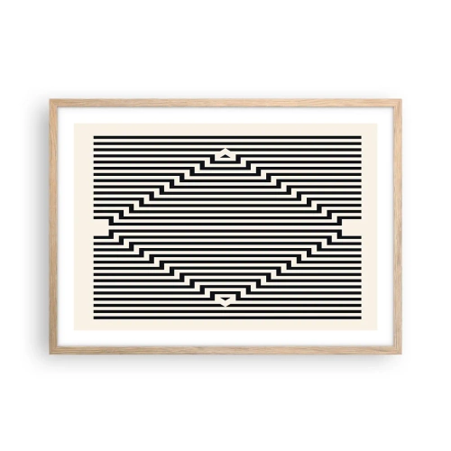 Plakat i ramme af lyst egetræ - Geometrisk illusion - 70x50 cm