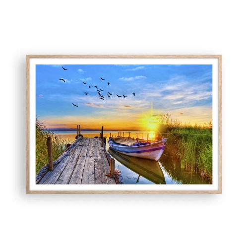 Plakat i ramme af lyst egetræ - Farvel, indtil i morgen - 100x70 cm