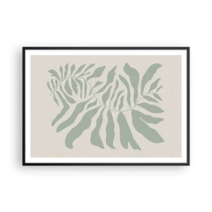 Plakat i sort ramme - Smaragdgrøn gren - 100x70 cm