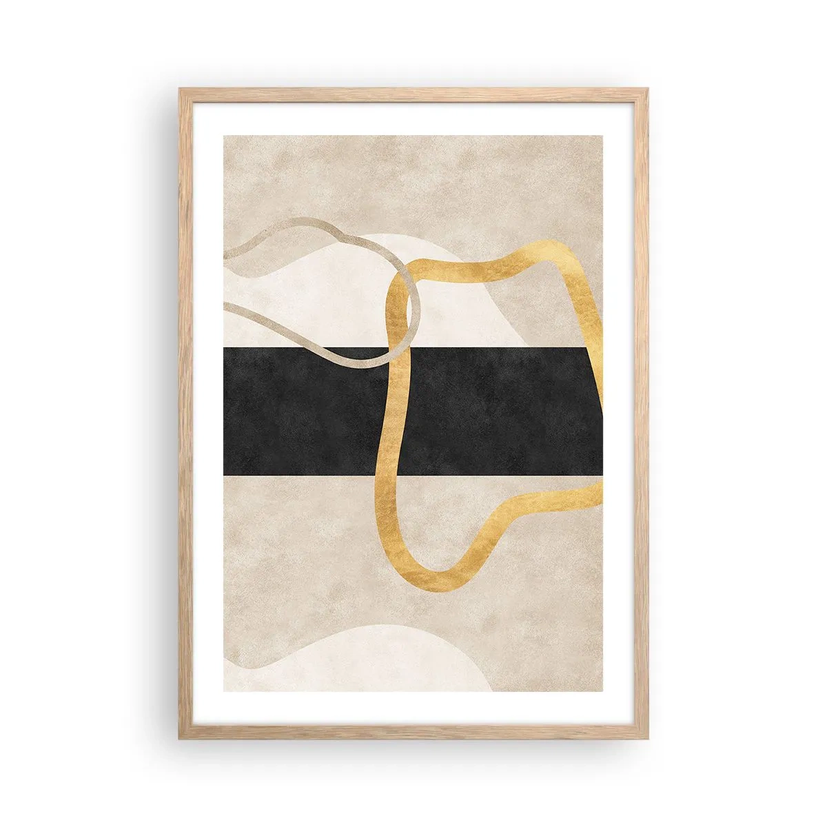 Plakat i ramme af lyst egetræ - Sløjfeformede former - 50x70 cm