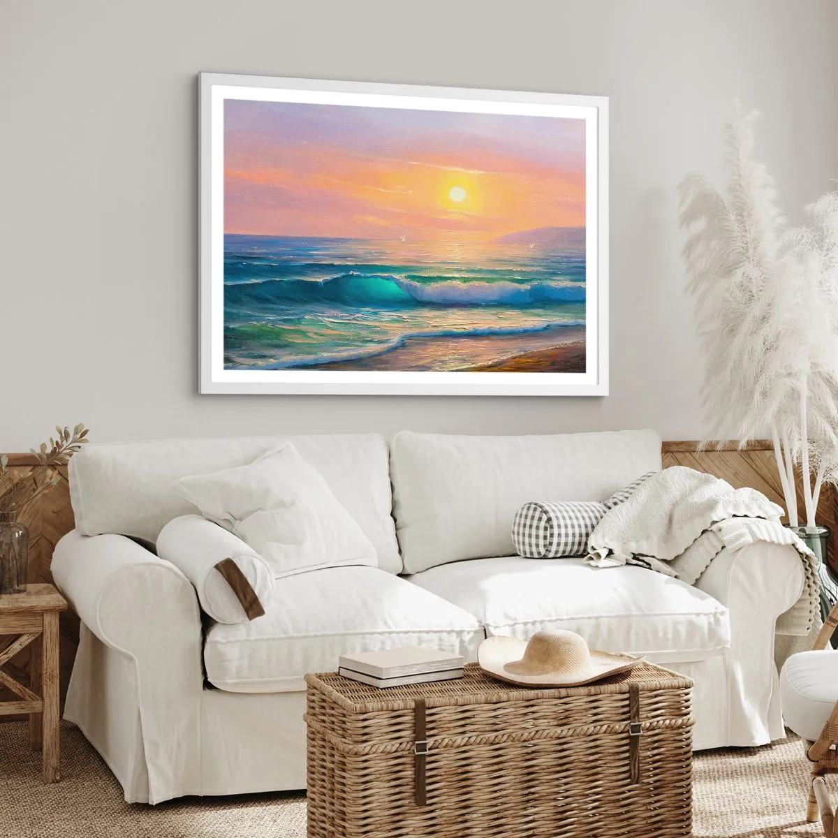 Plakat i hvid ramme - Bølgernes turkisfarvede sang - 40x30 cm