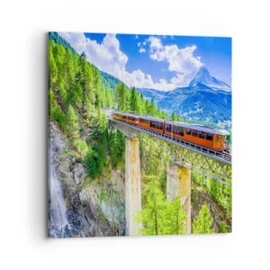 Lærredstryk - Billede på lærred - Jernbane til Alperne - 70x70 cm