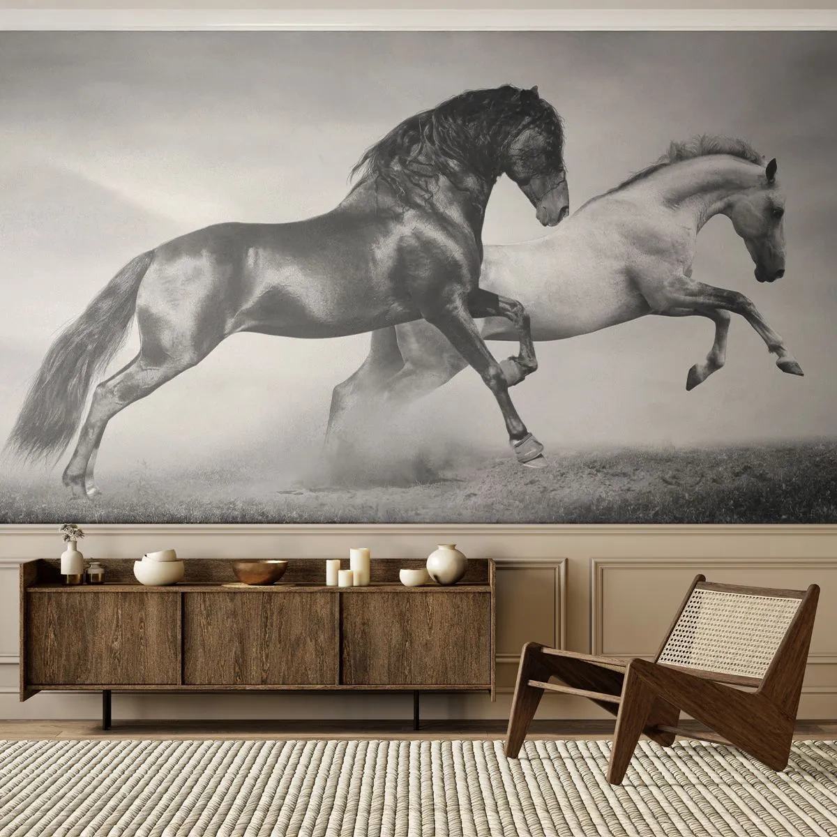 Fototapet Premium Canvas - Engle og dæmoner - Dyr, Heste, Natur - 200x140 cm