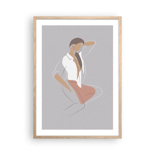 Plakat i ramme af lyst egetræ - Omrids af nåde - 50x70 cm