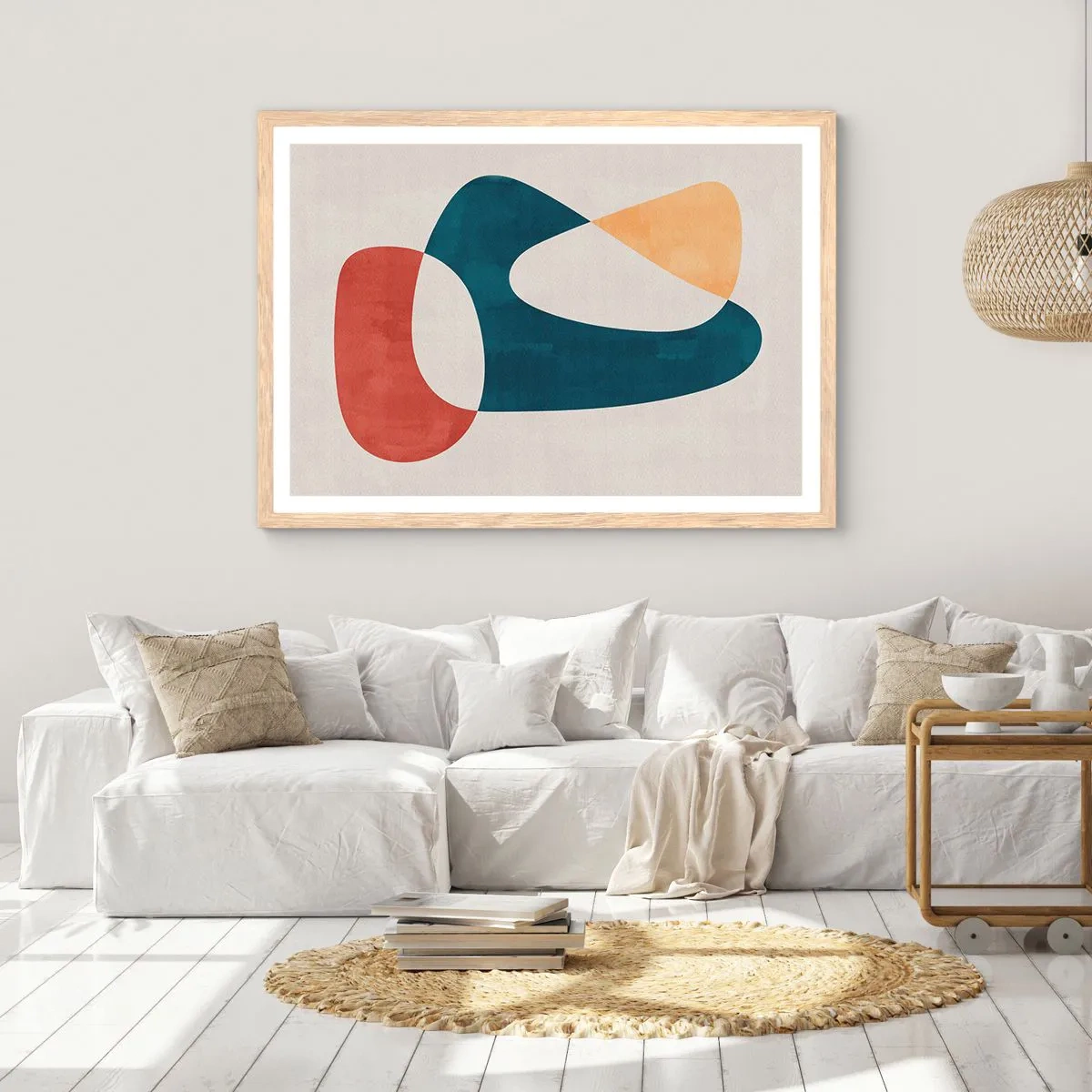 Plakat i ramme af lyst egetræ - Påvirkninger og metamorfoser - 100x70 cm