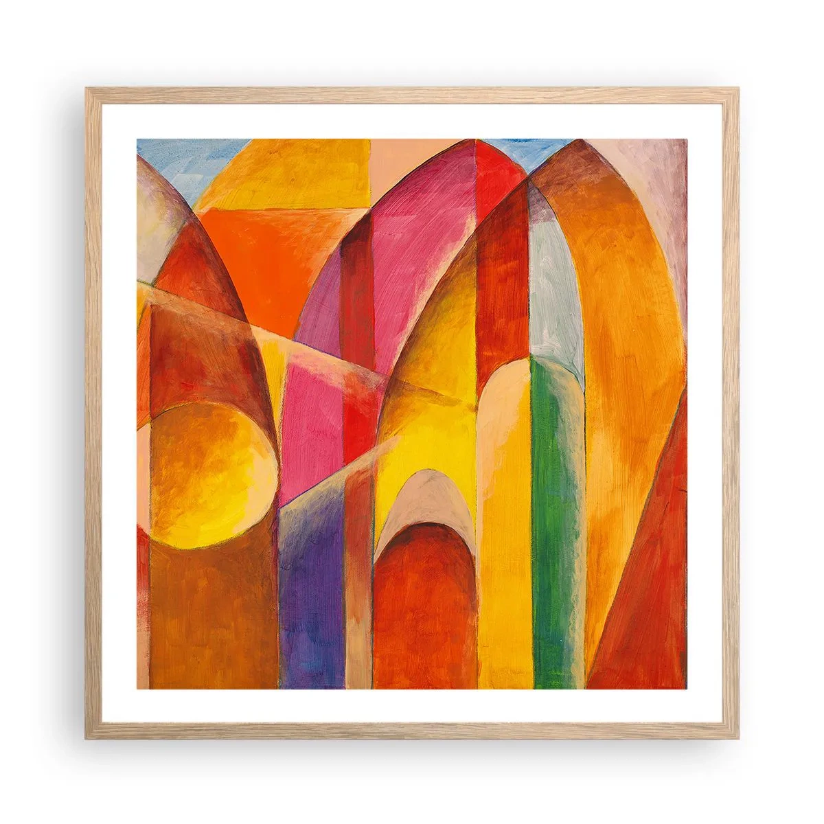 Plakat i ramme af lyst egetræ - Solens katedral - 60x60 cm