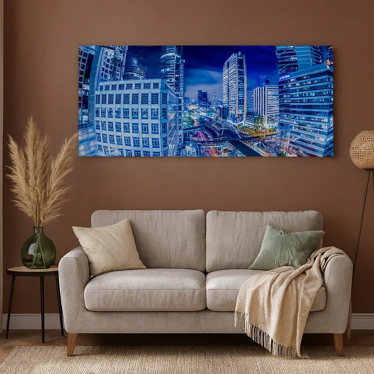 Lærredstryk - Billede på lærred - Nattens rytmer i byen - 30x30 cm