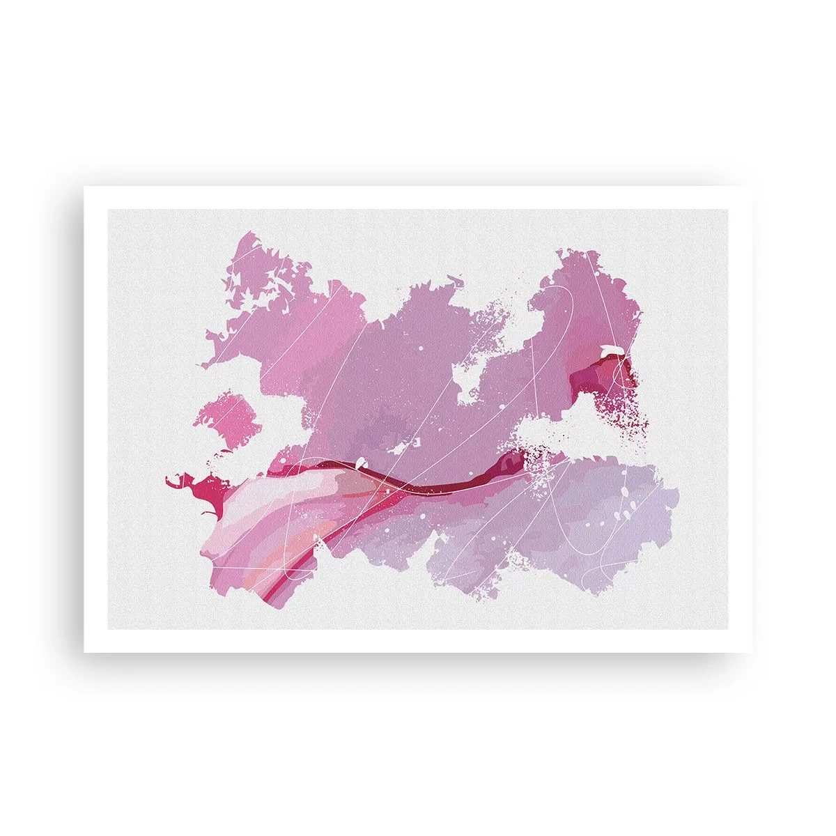Plakat - Kort over en lyserød verden - 100x70 cm