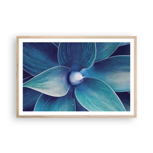 Plakat i ramme af lyst egetræ - Blå fra himlen - 91x61 cm