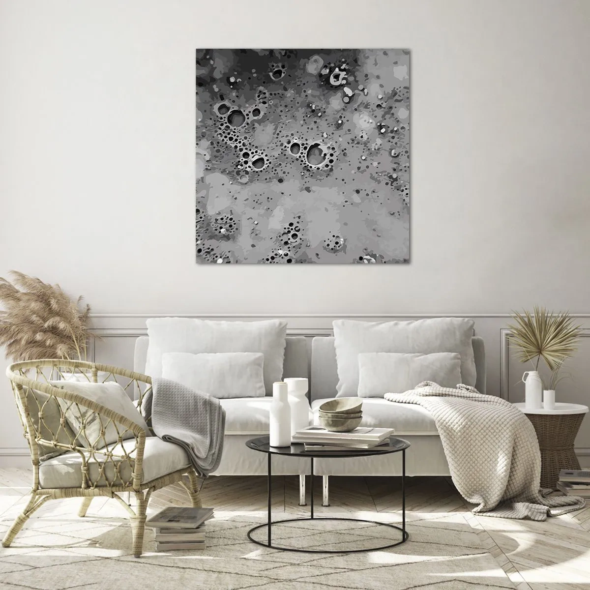 Billede på glas - Som et månelandskab - 70x70 cm