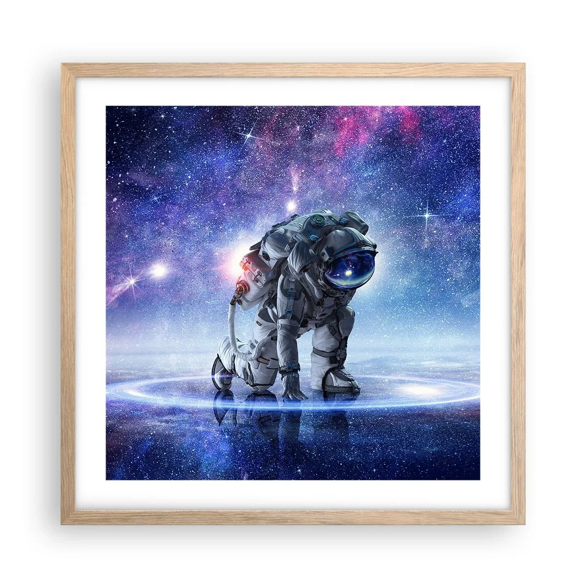 Plakat i ramme af lyst egetræ - Den stjerneklare himmel over mig - 50x50 cm