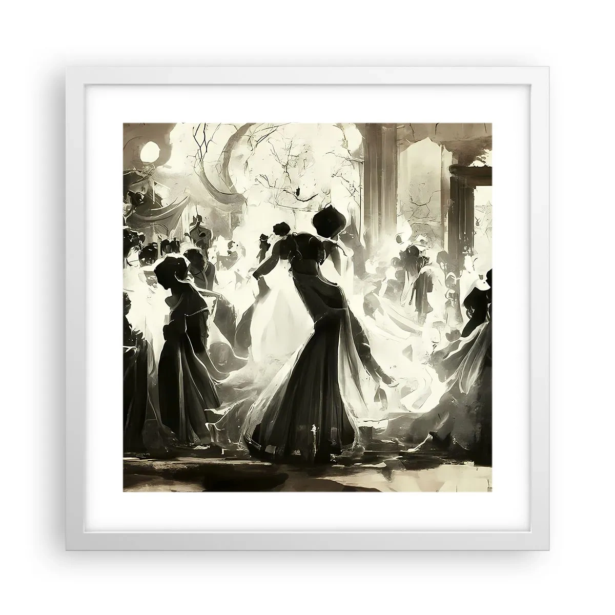 Plakat i hvid ramme - Den store maskerade - 40x40 cm