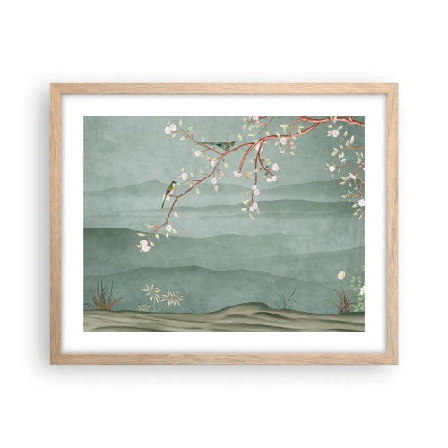 Plakat i ramme af lyst egetræ - Forår, ah, det er dig - 50x40 cm