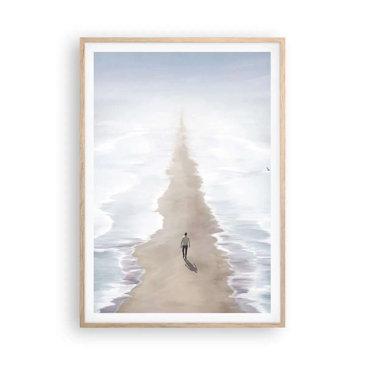 Plakat i ramme af lyst egetræ - Lys fremtid - 70x100 cm