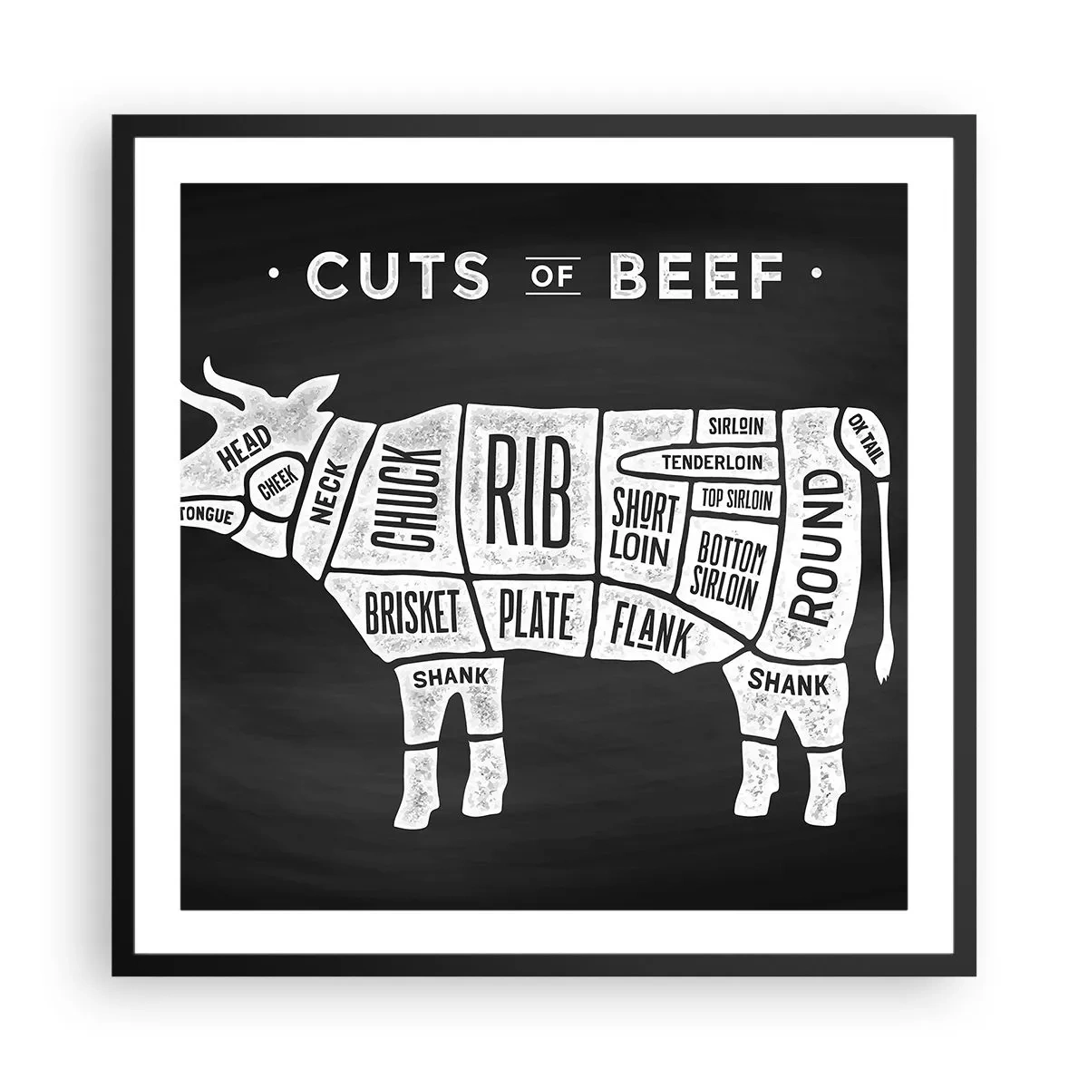 Plakat i sort ramme - Slagterens grundbog - 60x60 cm