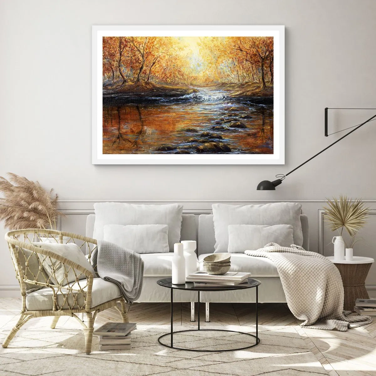 Plakat i hvid ramme - Gylden strøm - 40x30 cm