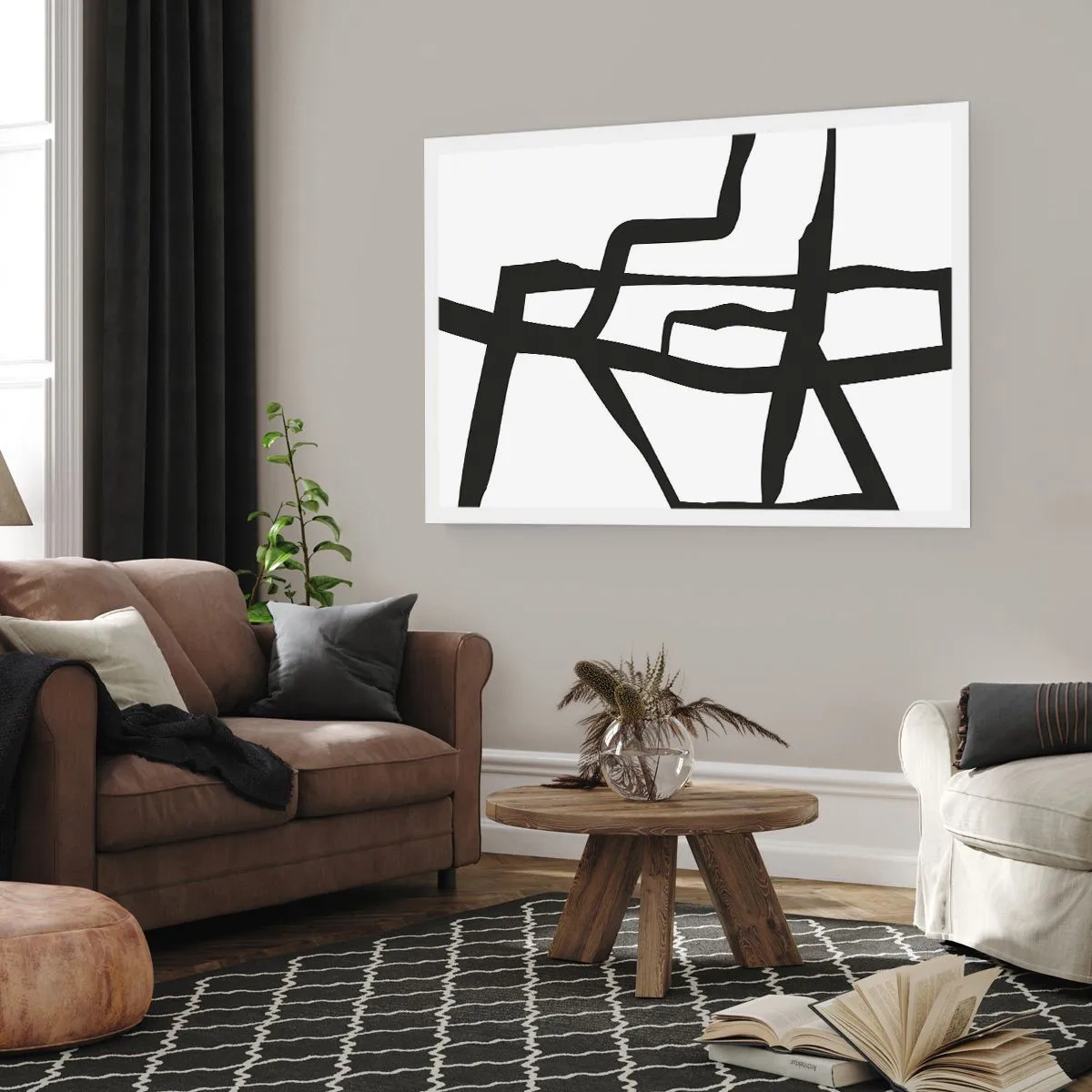 Plakat - Sort og hvid konstruktion - 40x30 cm