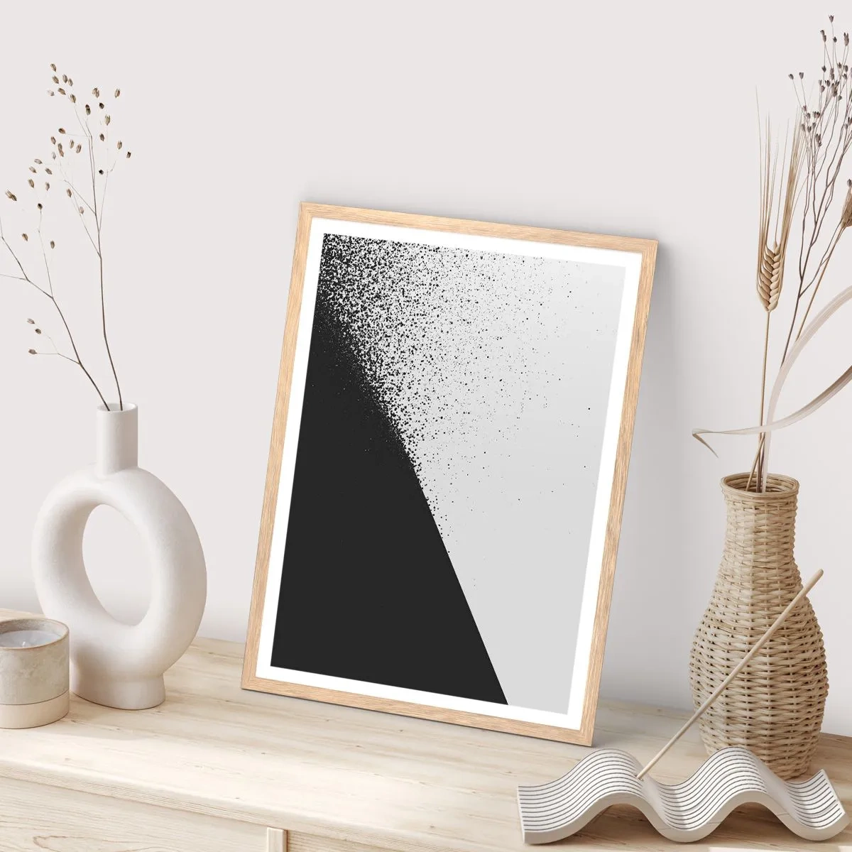 Plakat i ramme af lyst egetræ - Hurtigere og hurtigere, mere og mere - 30x40 cm