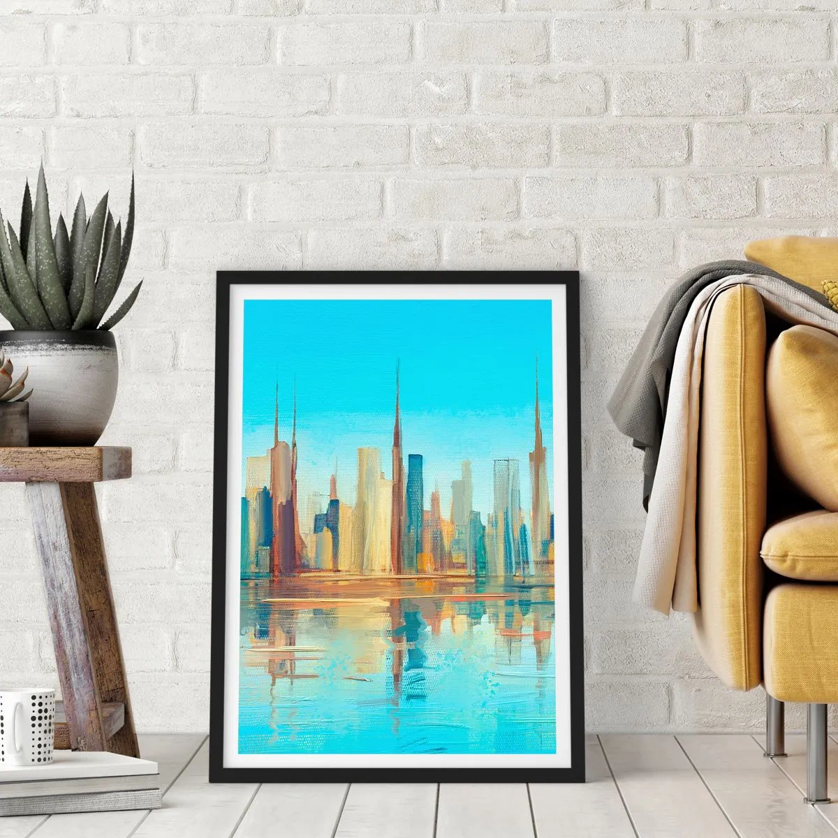 Plakat i sort ramme - Solrig metropol - 70x100 cm