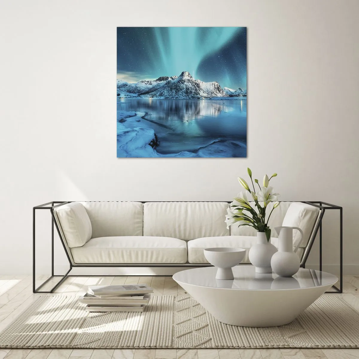 Billede på glas - Nat med lys - 70x70 cm