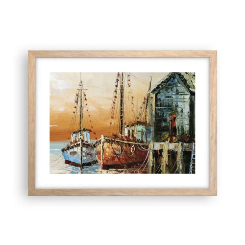 Plakat i ramme af lyst egetræ - Fredelig tilbagevenden - 40x30 cm