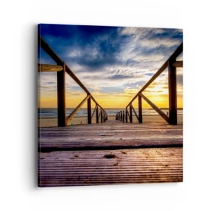 Lærredstryk - Billede på lærred - Direkte til en stille strand ved solnedgang - 40x40 cm