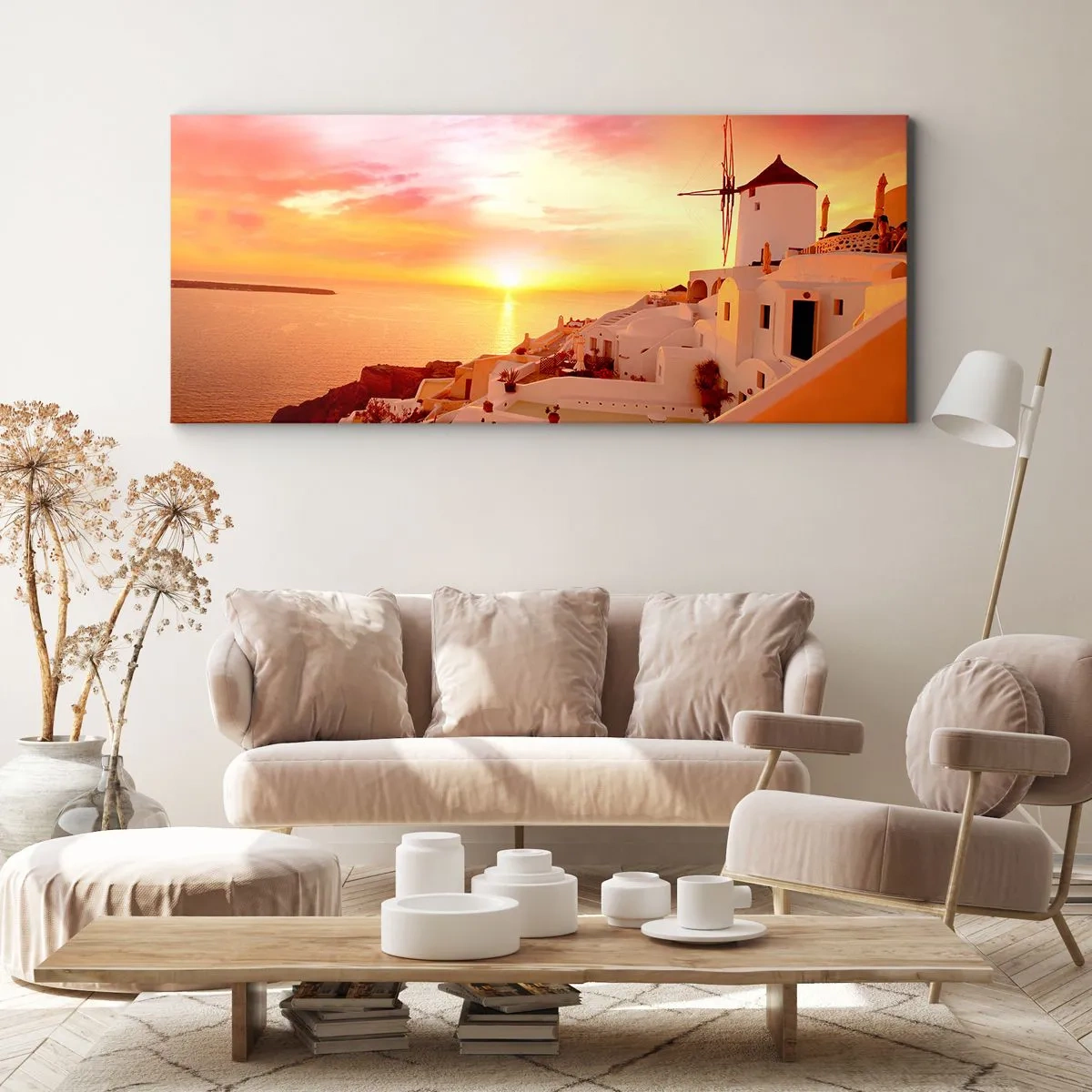 Lærredstryk - Billede på lærred - Opløses i hvidt og guld - 100x40 cm