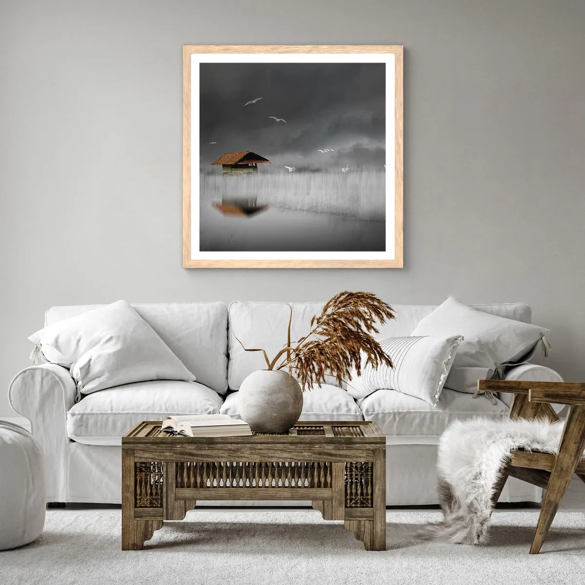 Plakat i ramme af lyst egetræ - Beskyttelse mod regnen - 30x30 cm