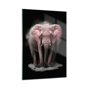 Billede på glas - Tænk ikke på en lyserød elefant! - 50x70 cm