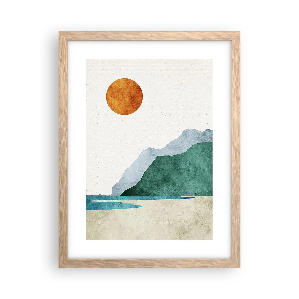 Plakat i ramme af lyst egetræ - Landskab, som det burde være - 30x40 cm