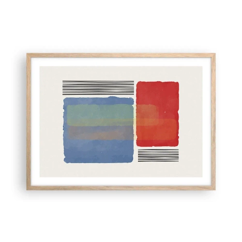 Plakat i ramme af lyst egetræ - Geometriens ånd og bogstav - 70x50 cm