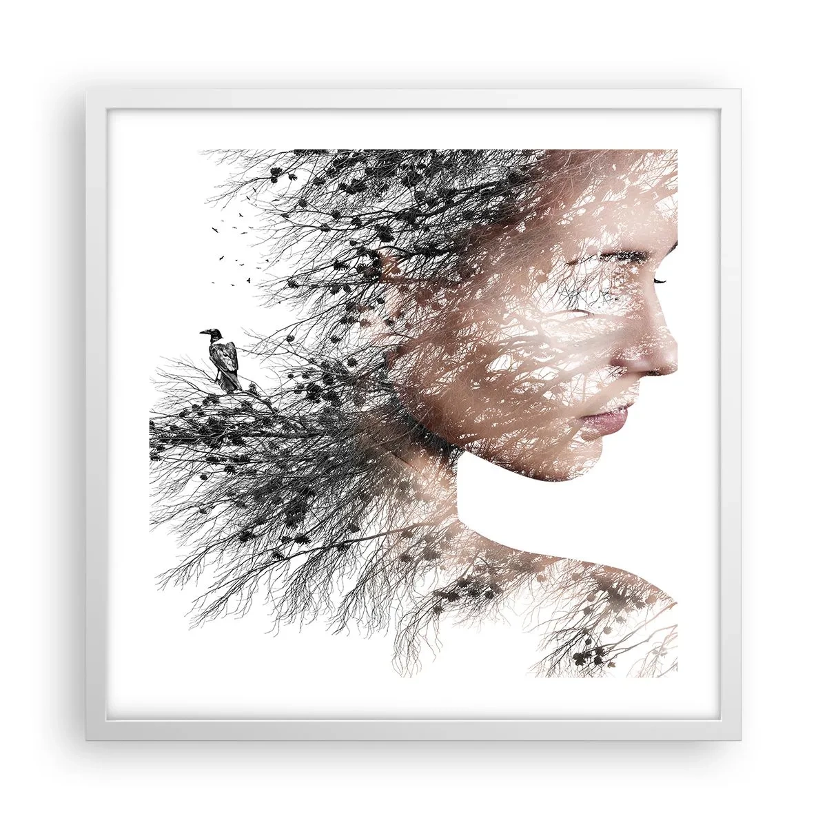 Plakat i hvid ramme - Skovens ånd - 50x50 cm