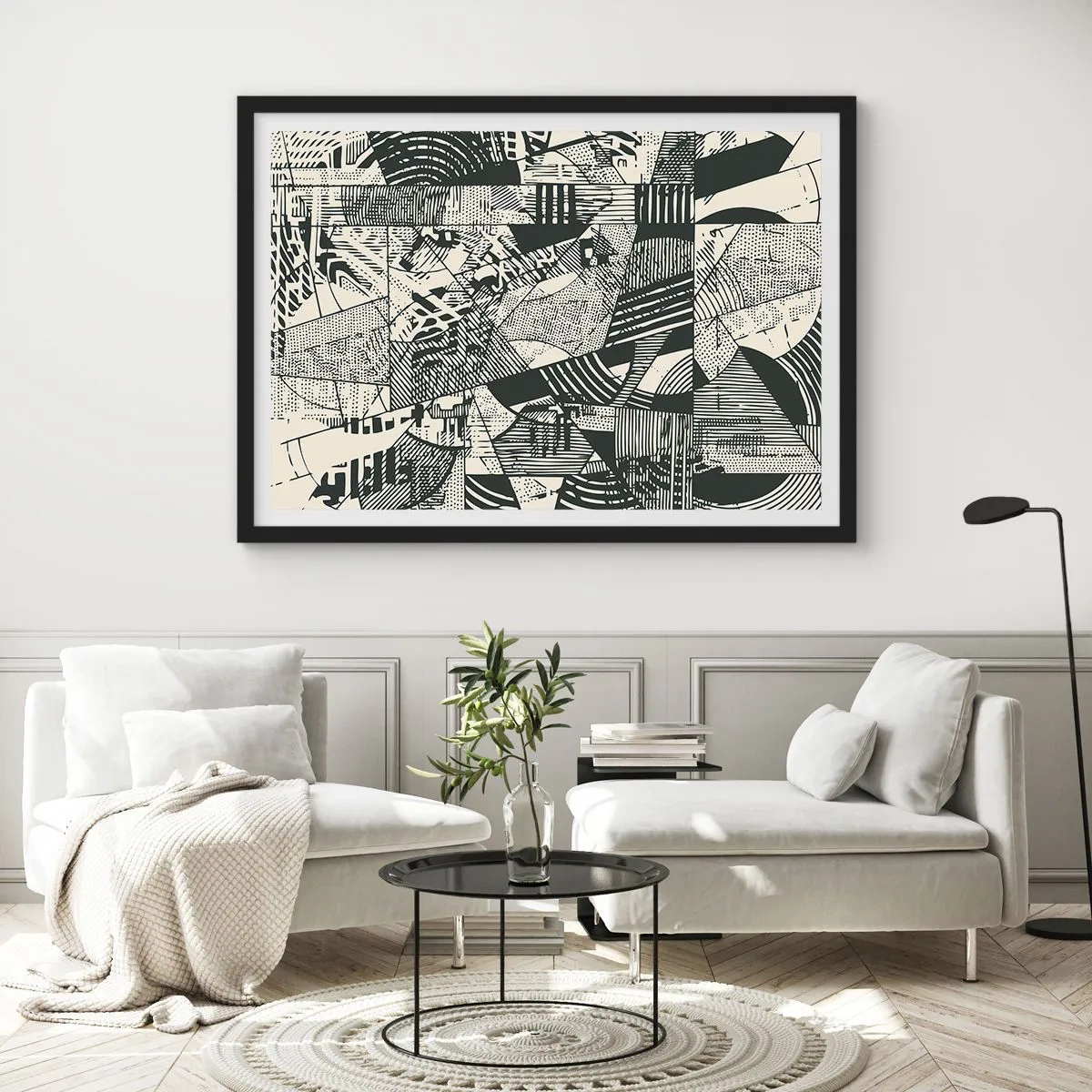 Plakat i sort ramme - Nutidens dynamik - 70x50 cm