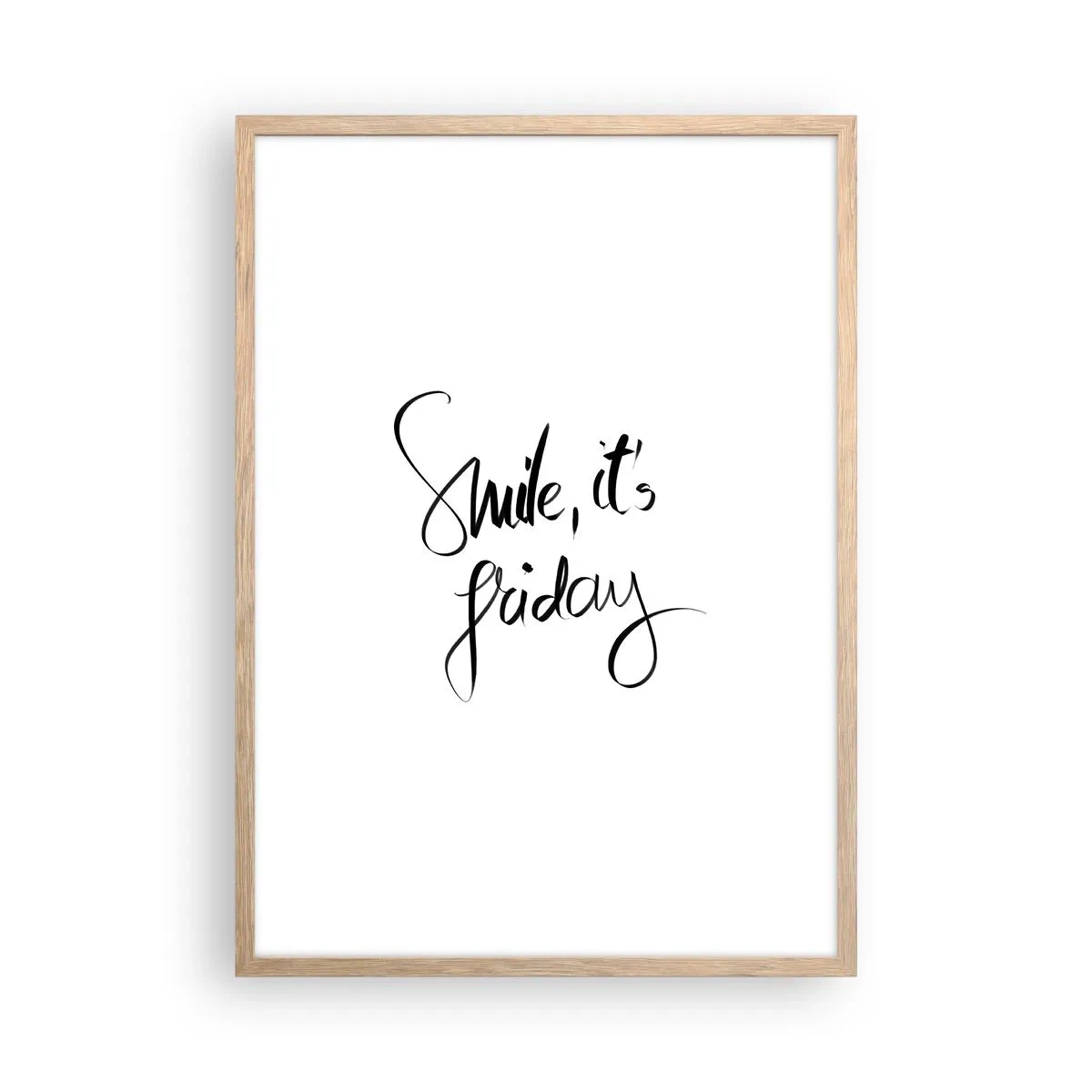 Plakat i ramme af lyst egetræ - Ægte glæde - 50x70 cm